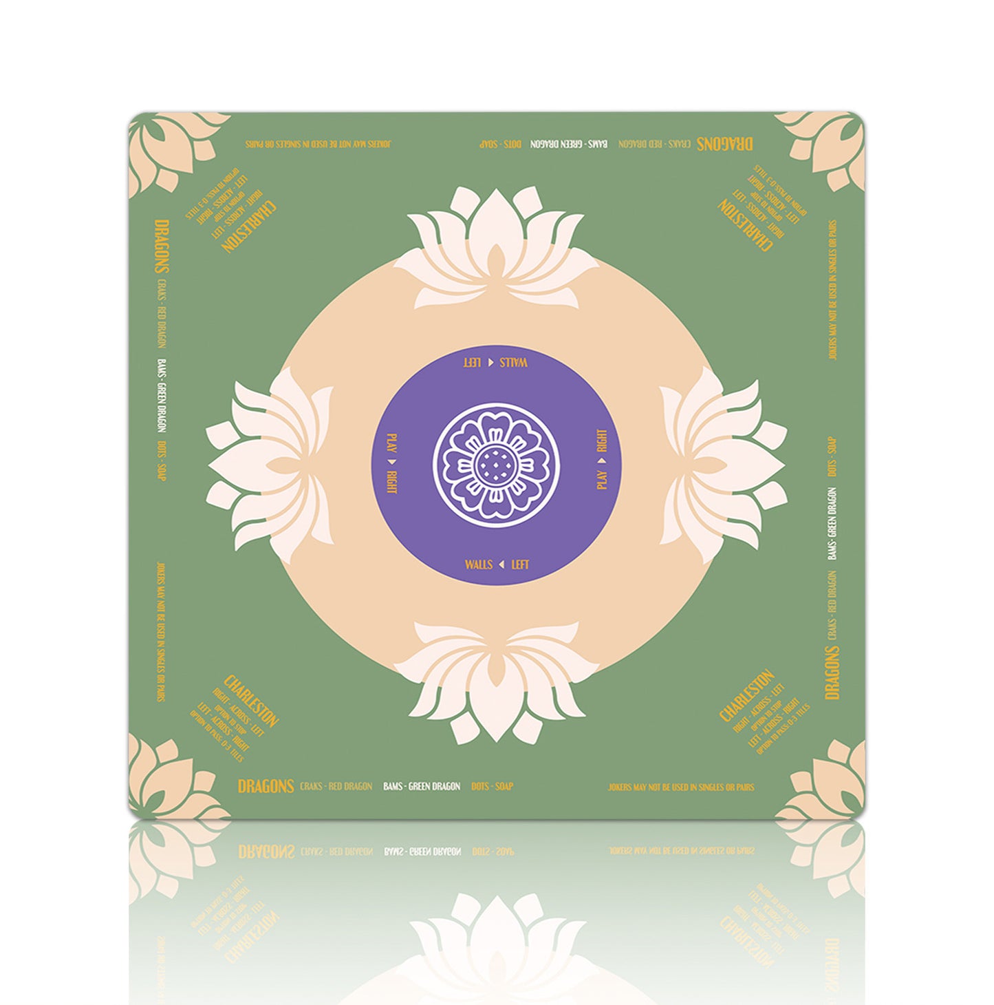 Premium Floral Patterned Mahjong Table Mat – Non-Slip Noise-Reducing Play Mat (33" x 33" x 3mm)