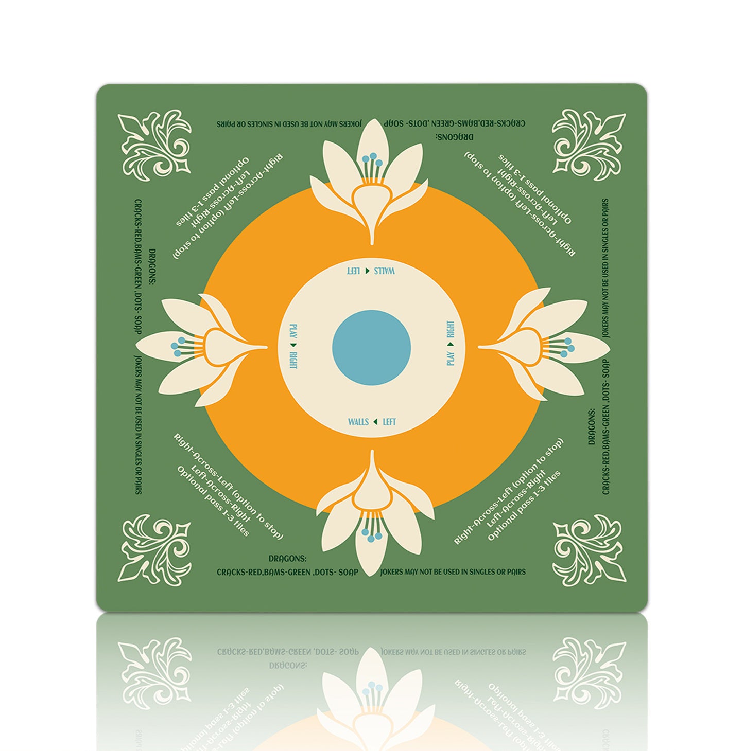 Premium Floral Patterned Mahjong Table Mat – Non-Slip Noise-Reducing Play Mat (33" x 33" x 3mm)