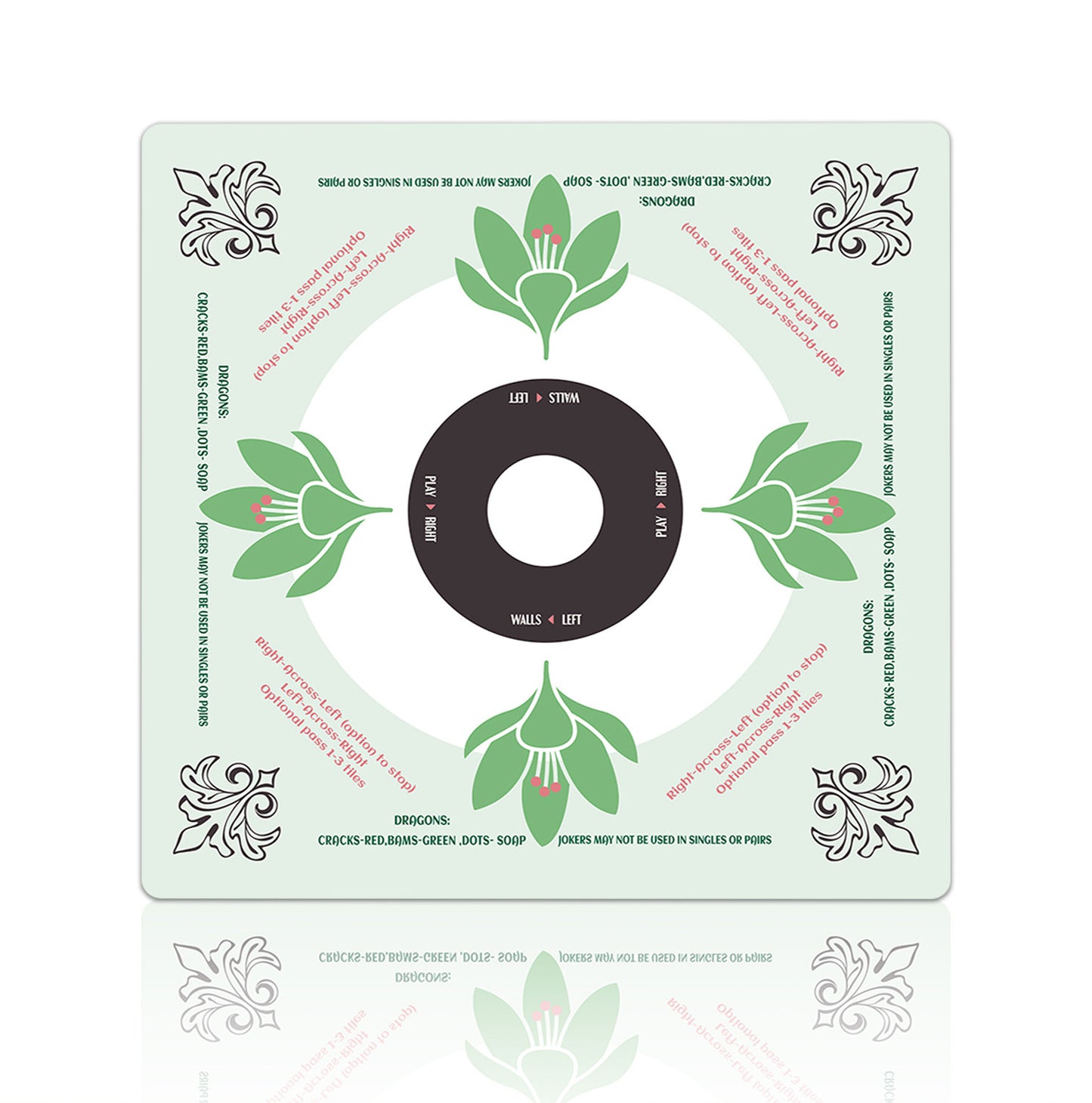 Premium Floral Patterned Mahjong Table Mat – Non-Slip Noise-Reducing Play Mat (33" x 33" x 3mm)