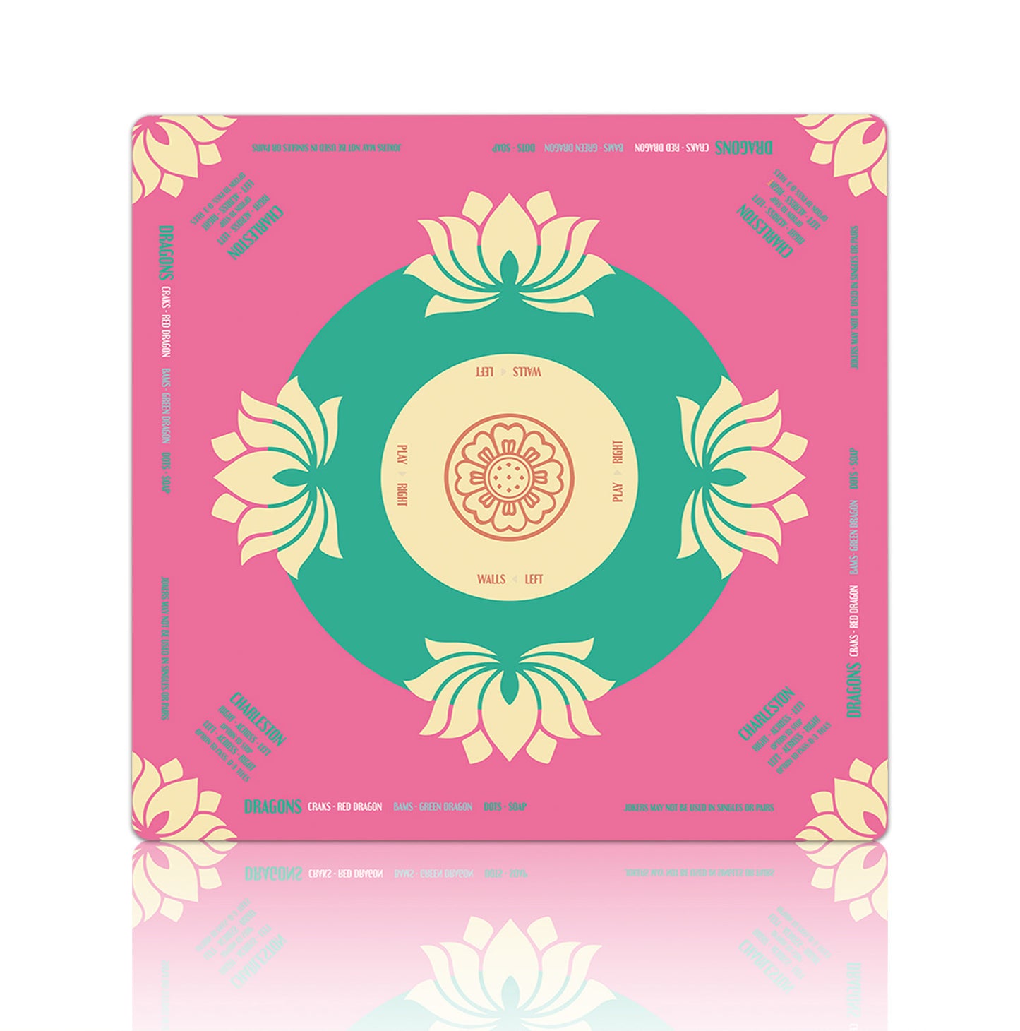 Premium Floral Patterned Mahjong Table Mat – Non-Slip Noise-Reducing Play Mat (33" x 33" x 3mm)