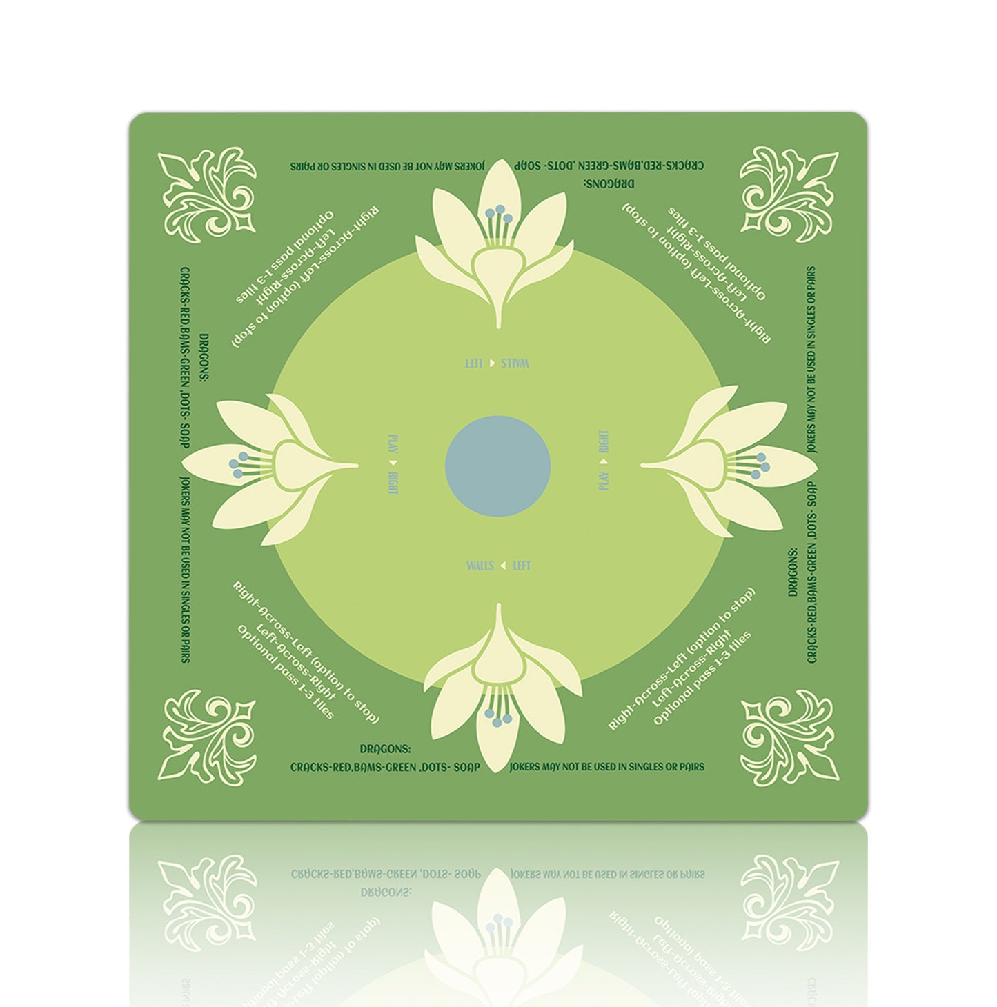Premium Floral Patterned Mahjong Table Mat – Non-Slip Noise-Reducing Play Mat (33" x 33" x 3mm)